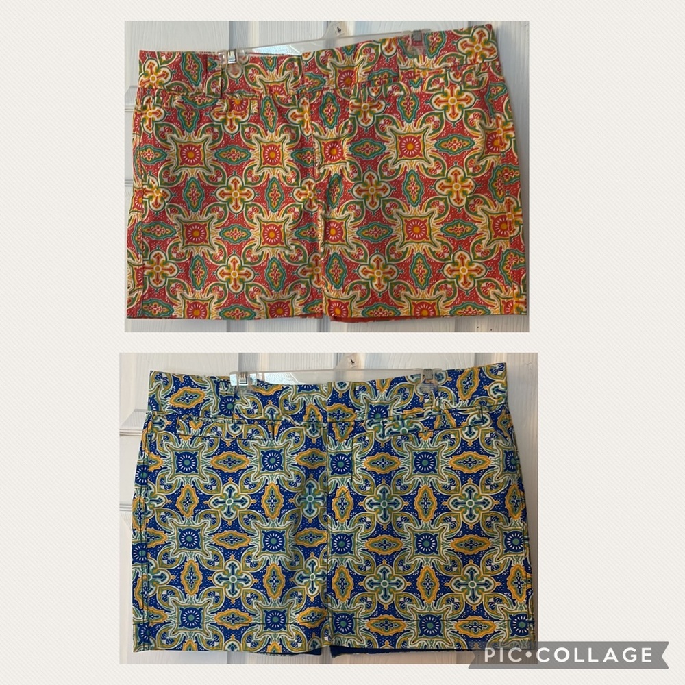 Old Navy, a lot of two vintage, bohemian print mini skirts.